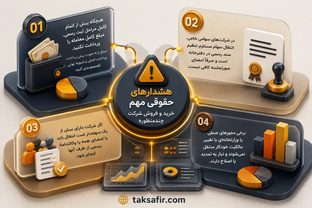 خرید و فروش شرکت چندمنظوره | استعلام شرکتهای موجود 5 corporate legal warnings Infographic
