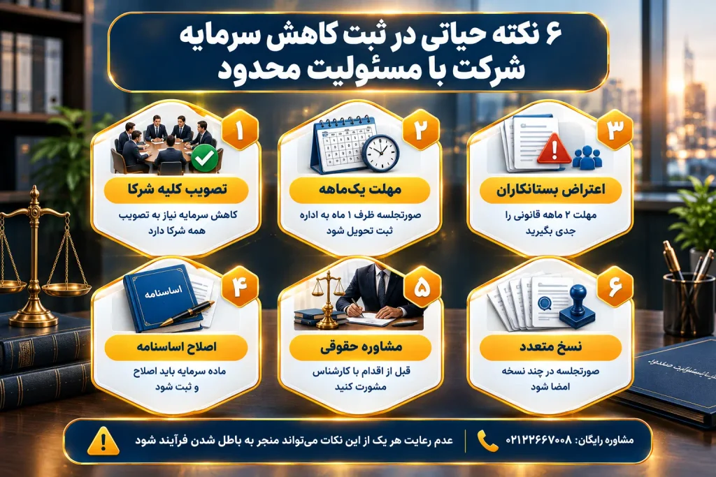نمونه صورتجلسه کاهش سرمایه شرکت با مسئولیت محدود + راهنمای کامل ثبت ۱۴۰۵ 2 6 نکته حیاتی در ثبت کاهش سرمایه شرکت با مسئولیت محدود
