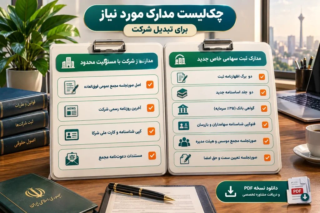 تبدیل شرکت با مسئولیت محدود به سهامی خاص در ۱۴۰۵ 4 مدارک لازم برای تبدیل شرکت مسئولیت محدود به سهامی خاص