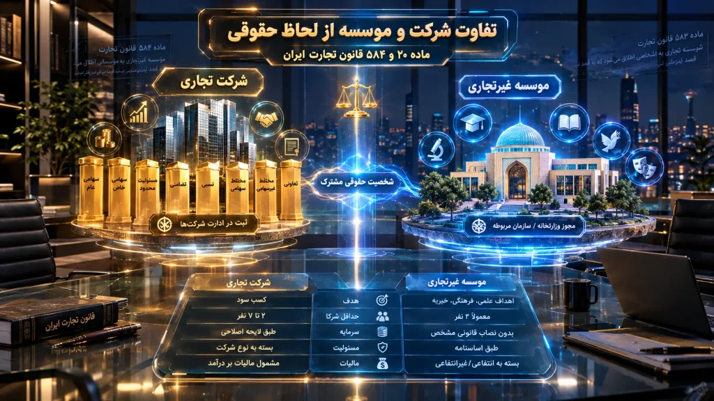تفاوت شرکت و موسسه چیست؟ از لحاظ حقوقی چه فرقی باهم دارند؟ 2 مختصری از تعاریف موسسه و شرکت
فرق موسسه با شرکت