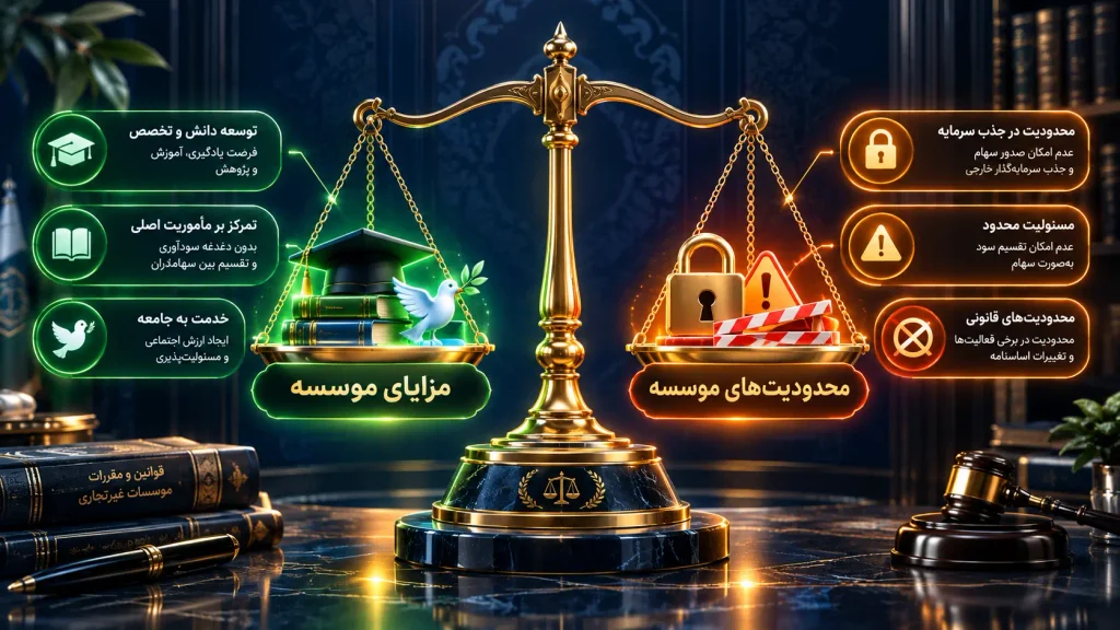 تفاوت شرکت و موسسه چیست؟ از لحاظ حقوقی چه فرقی باهم دارند؟ 4 مزایا و محدودیتهای موسسه نسبت به شرکت