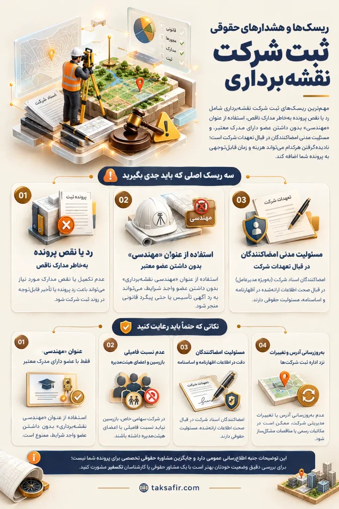 ثبت شرکت نقشه برداری | شرایط، مدارک و مراحل ثبت 7 legal risks in surveying company registration optimized