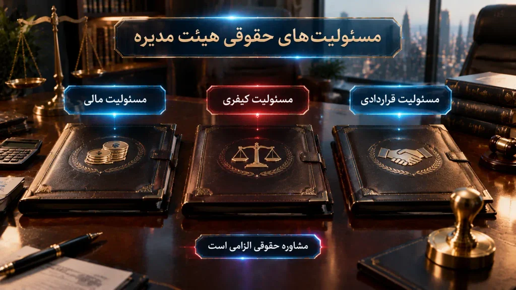 انتخاب هیئت مدیره شرکت | شرایط، مراحل و نکات مهم ۱۴۰۵ 4 مسئولیتهای حقوقی هیئت مدیره