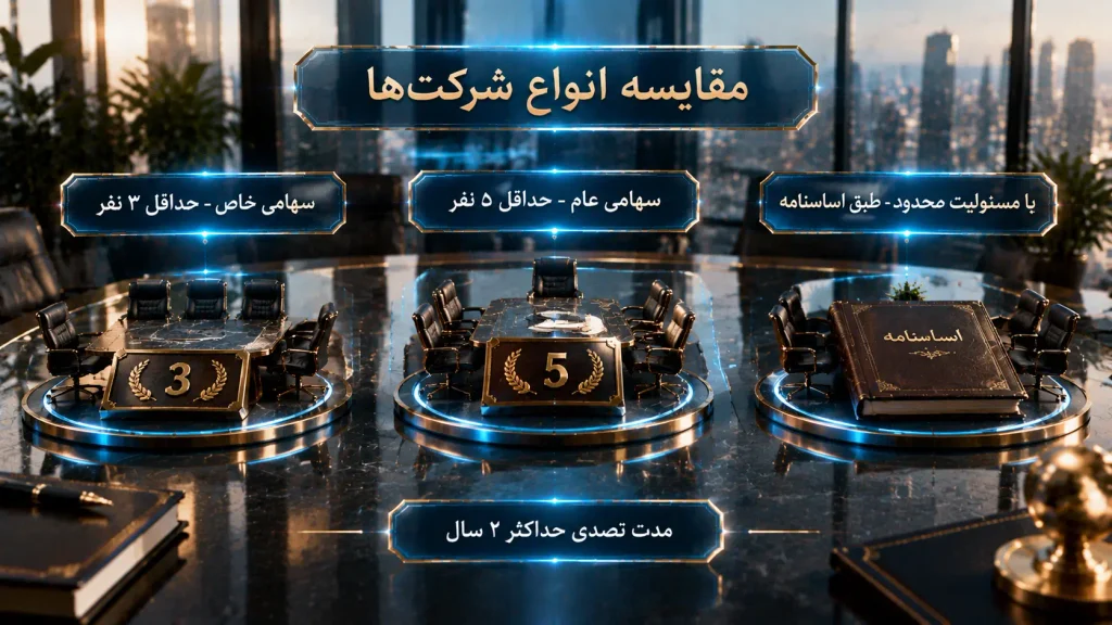 انتخاب هیئت مدیره شرکت | شرایط، مراحل و نکات مهم ۱۴۰۵ 6 جدول مقایسه انواع شرکتها
هیئت مدیره